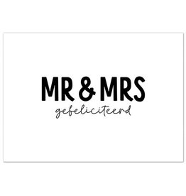 Liefz Liefz: kaart a6 - Mr & Mrs gefeliciteerd