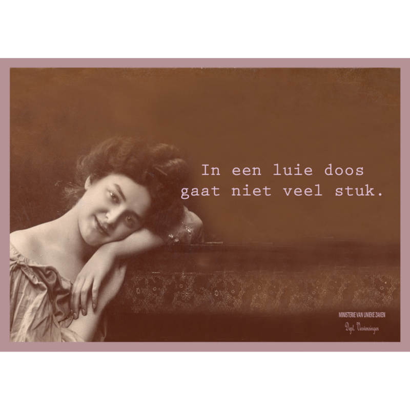 Ministerie van unieke zaken ministerie van unieke zaken kaart a 6 In een luie doos gaat niet veel stuk