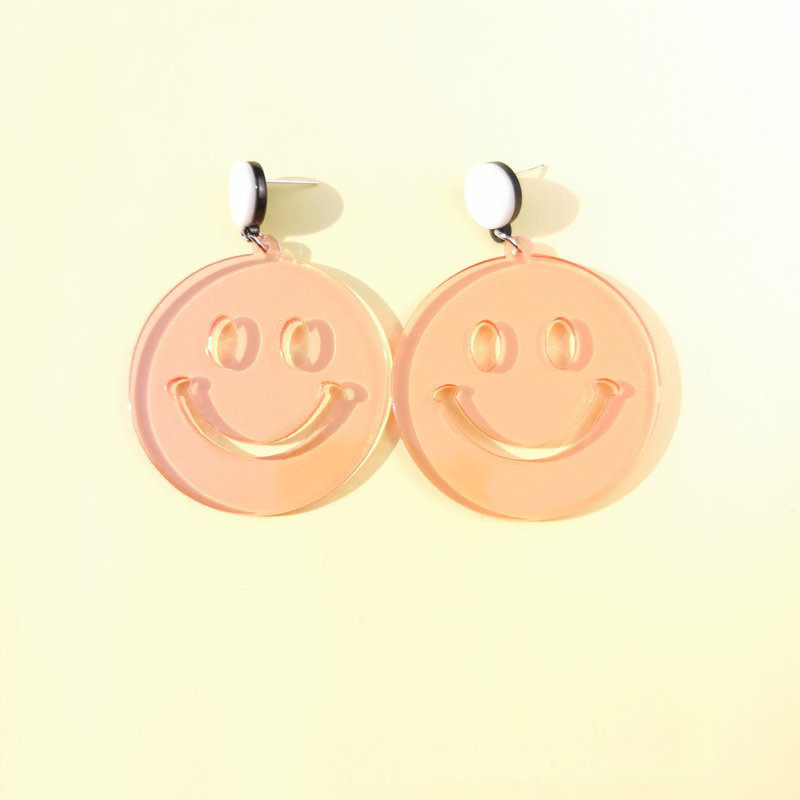 Nihao Jewelry NJ: oorbellen - smiley's roze (opgelet! groot model)