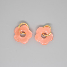 Nihao Jewelry NJ: oorbellen - bloemetjes zalmroze