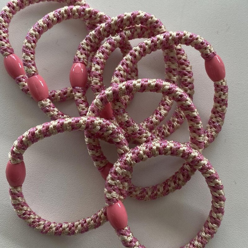 Yehwang Yehwang: haarelastiek/armbandje  roze en beige