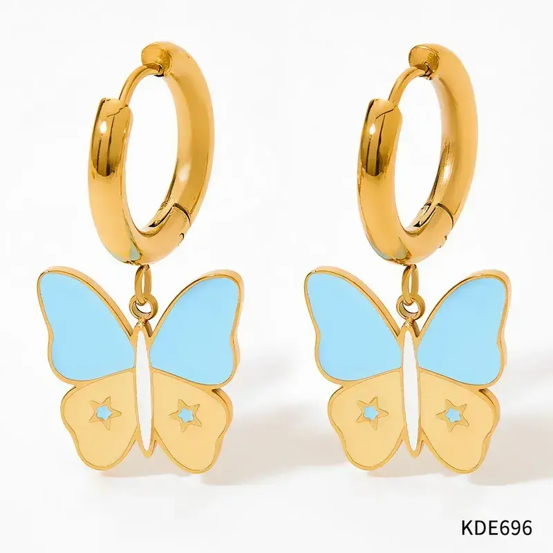 Nihao Jewelry NJ: oorbellen - vlinders blauw