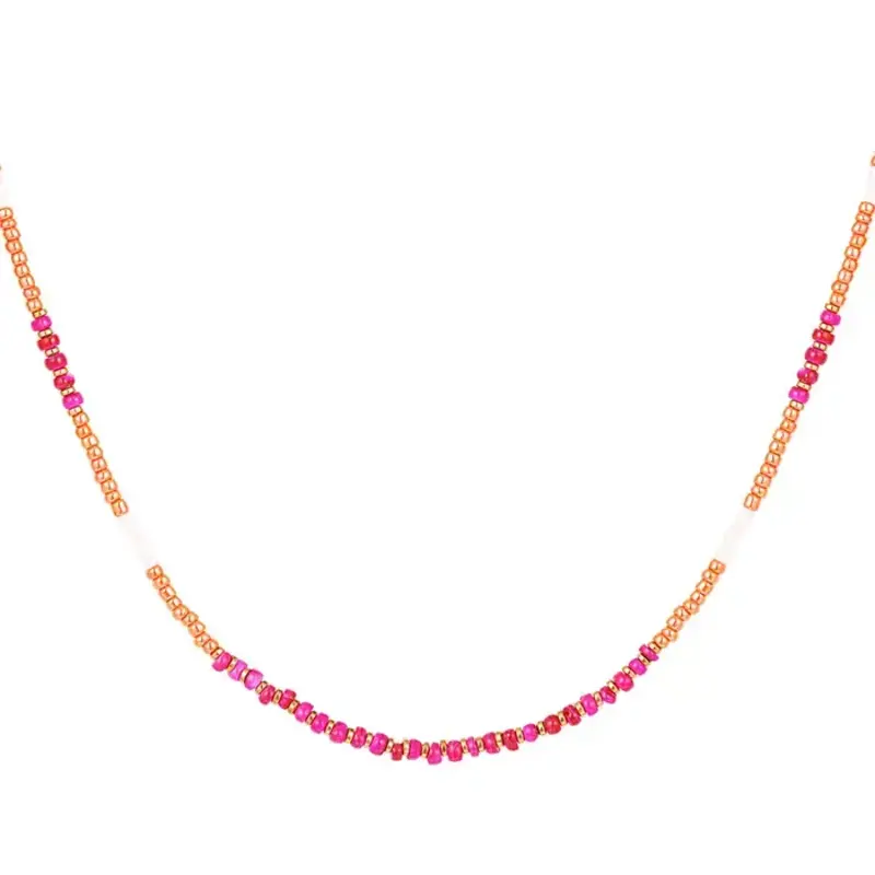 Yehwang Yehwang: Ketting kralen party - oranje/roze