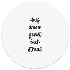 Zoedt Zoedt: muurcirkel wit 20 cm durf, droom, geniet, lach, straal