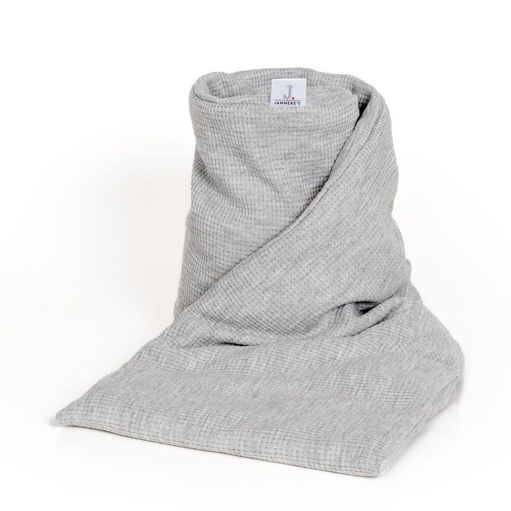 Janneke's warmtesjaal: fijne wafelstof lichtgrijs
