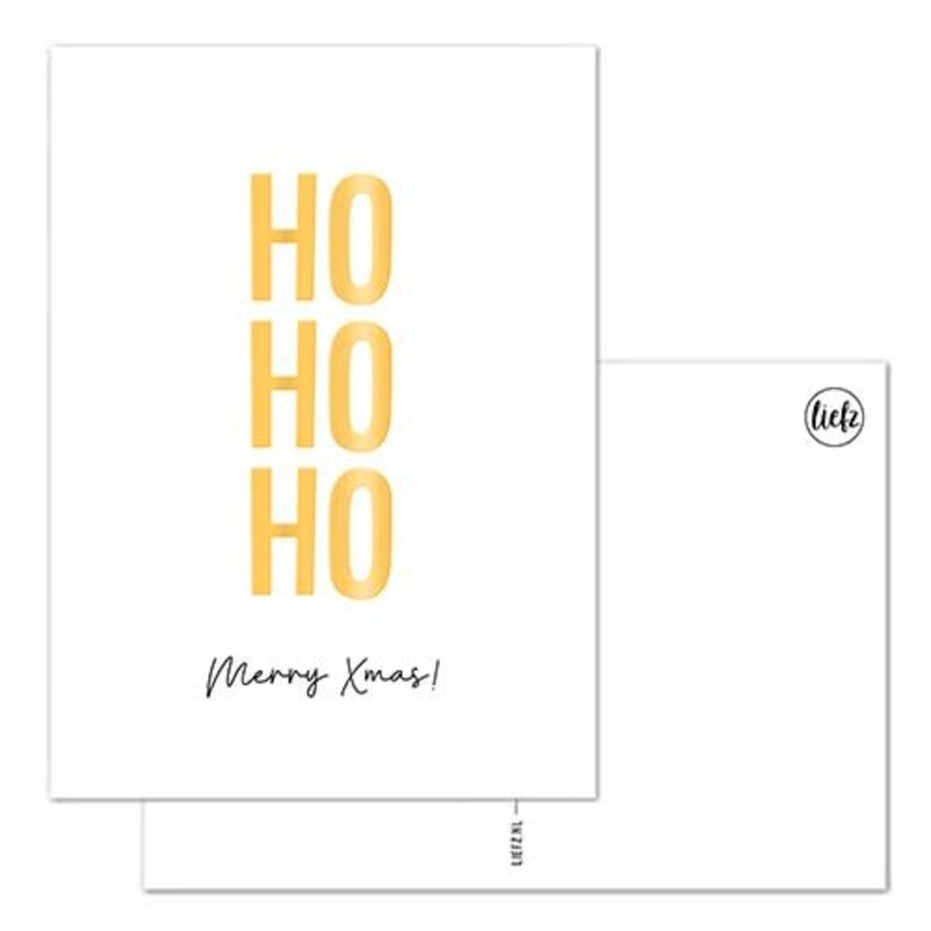 Liefz Liefz: Kerstkaart | Ho Ho Ho Merry Christmas | Goudfolie