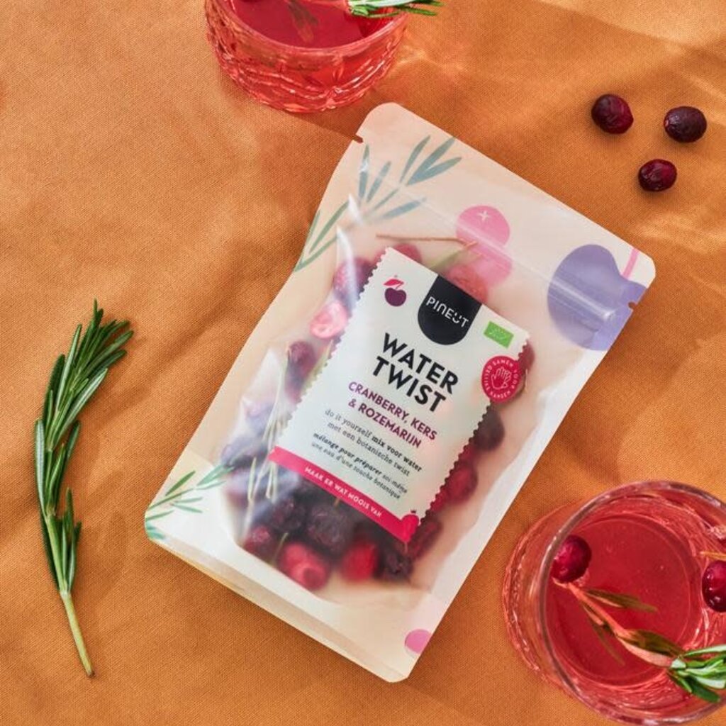 Pineut Pineut: Watertwist Pouchbag Cranberry Kers Rozemarijn BIO