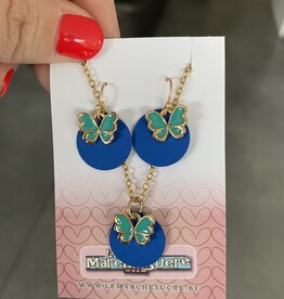 le marché sucré Le marché sucré (c): oorbellen en ketting  - blauw en turquoise