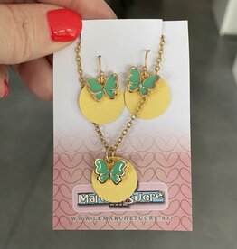 le marché sucré Le marché sucré (c): oorbellen en ketting  - geel en turquoise