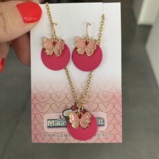 le marché sucré Le marché sucré (c): oorbellen en ketting  - fuchsia en roze