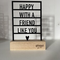 Uithout gesneden Uithout gesneden: houten ansichkaart a6 - happy with a friend like you