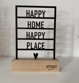 Uithout gesneden Uithout gesneden: houten ansichkaart a6 - happy home happy place