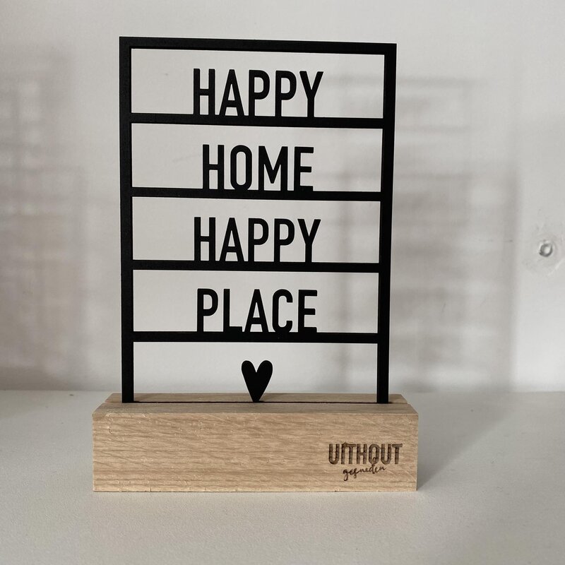 Uithout gesneden Uithout gesneden: houten ansichkaart a6 - happy home happy place