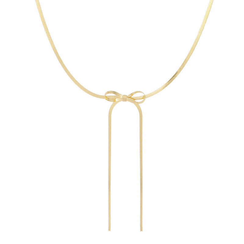 Yehwang Yehwang: Hals ketting met platte schakel en lange strik - goud