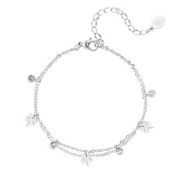 Yehwang Yehwang: Bedel armband met klaver en diamant - zilver