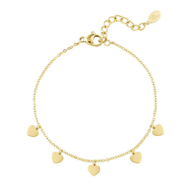 Yehwang Yehwang: Eenvoudige armband met hartvormige hangers - goud