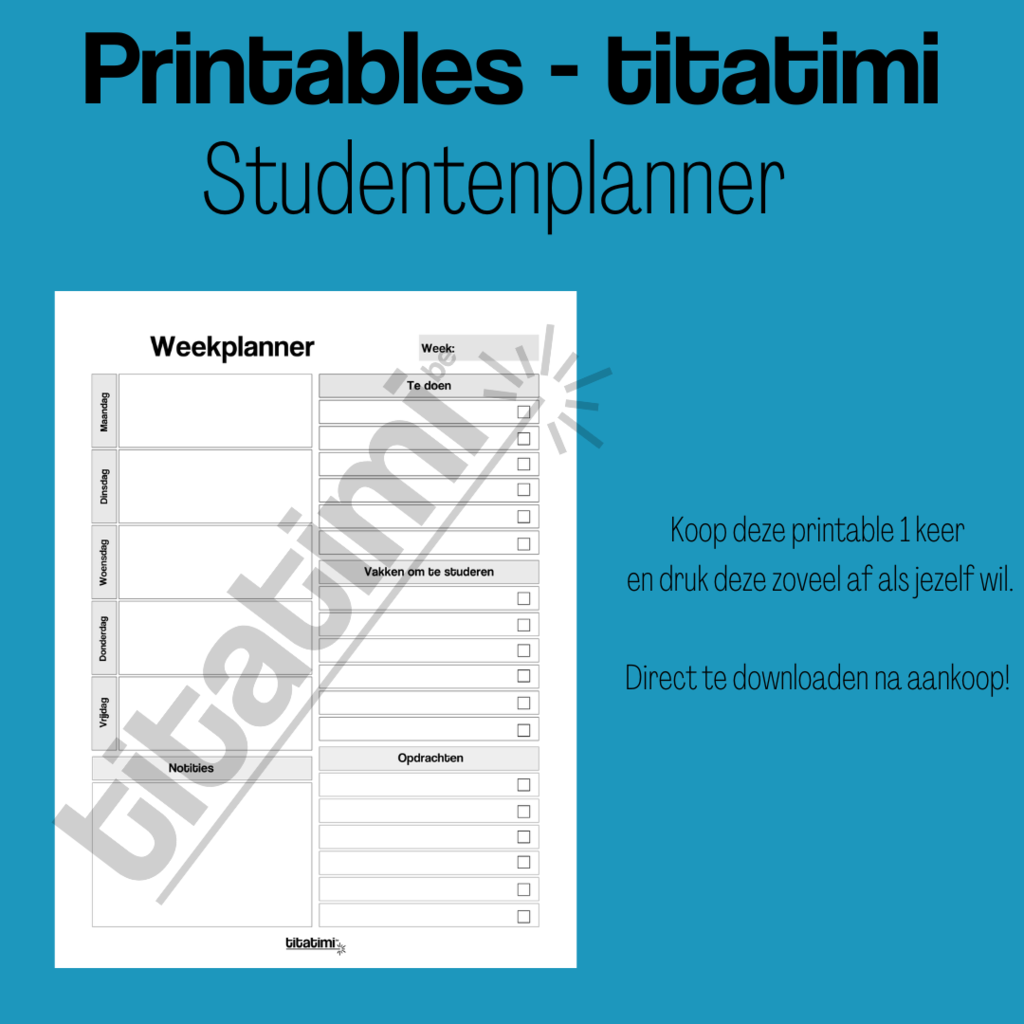 titatimi printables titatimi - printable - bundel studentenplanner