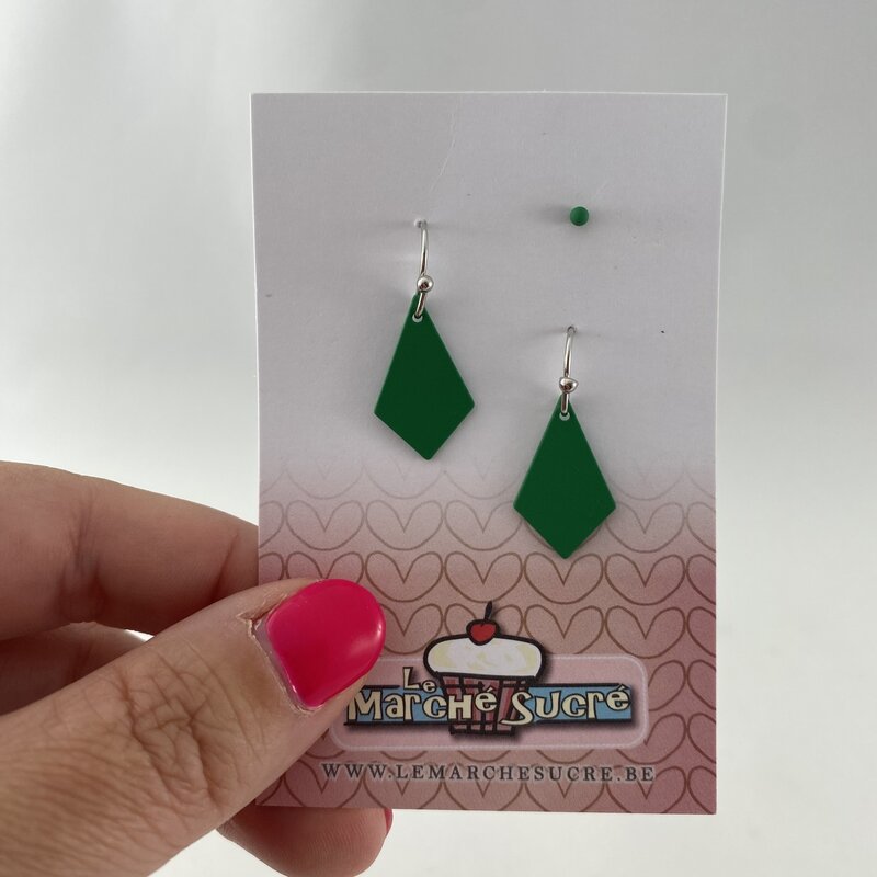 le marché sucré Le marché sucré (s): oorbellen - zilver en groen - 3 stuks