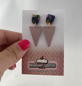le marché sucré Le marché sucré (s): oorbellen - printje en driehoek lila