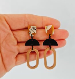 le marché sucré Le marché sucré (s): oorbellen  - printje, zwart en lichtbruin