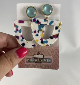 le marché sucré Le marché sucré (s): oorbellen  - blauw en printje