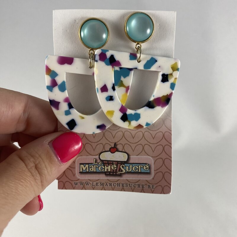 le marché sucré Le marché sucré (s): oorbellen  - blauw en printje