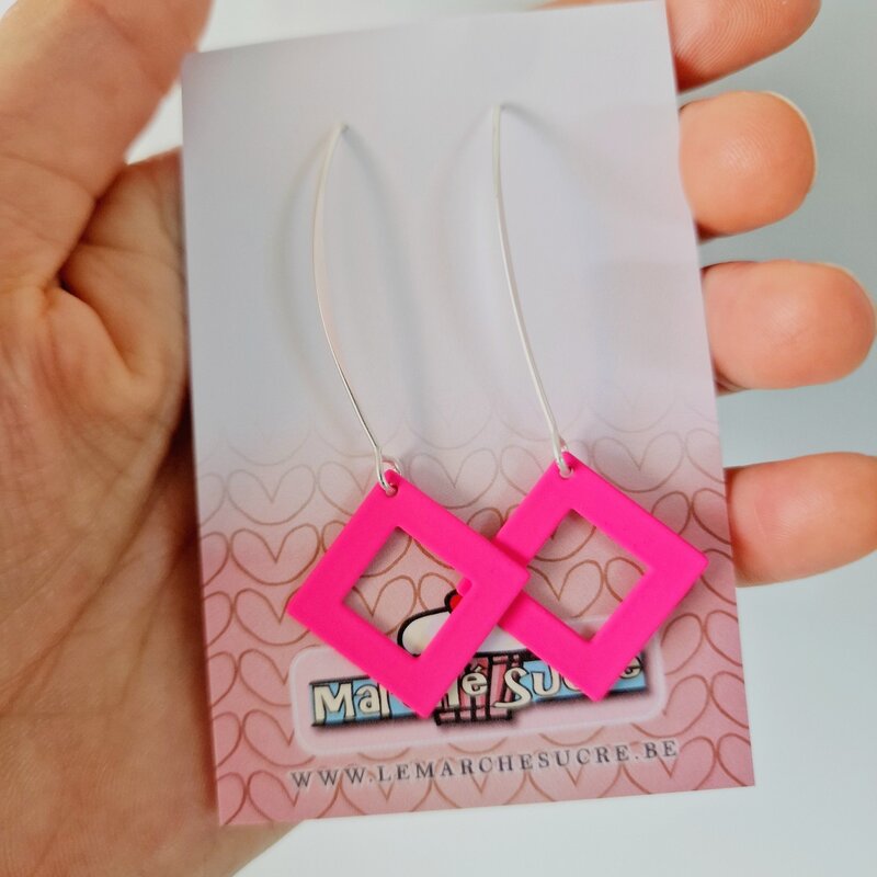 le marché sucré Le marché sucré (s):  oorbellen - zilver en fluo roze