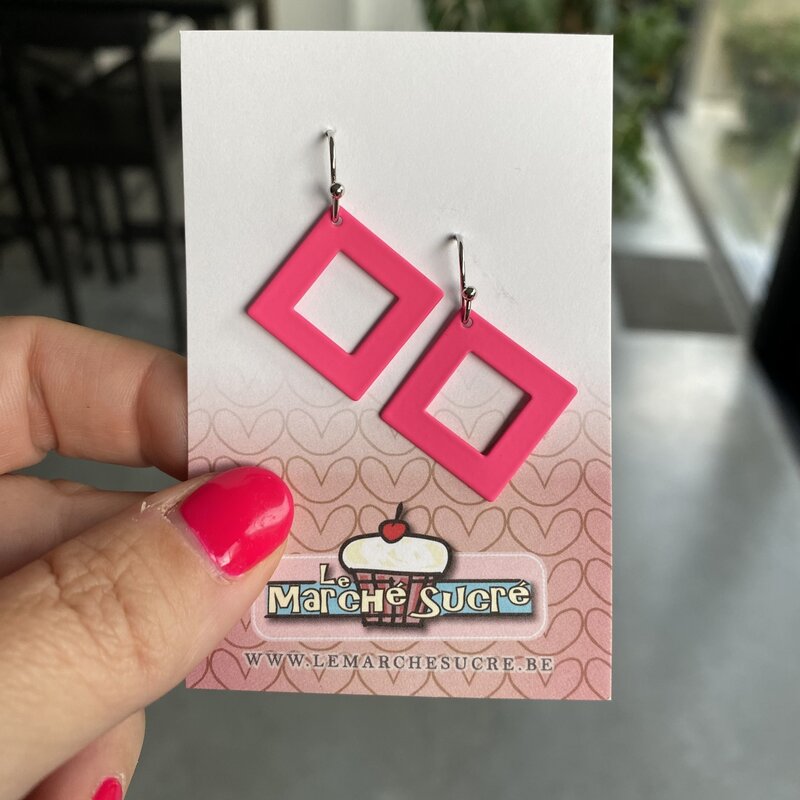 le marché sucré Le marché sucré (s):  oorbellen - zilver en fluo roze