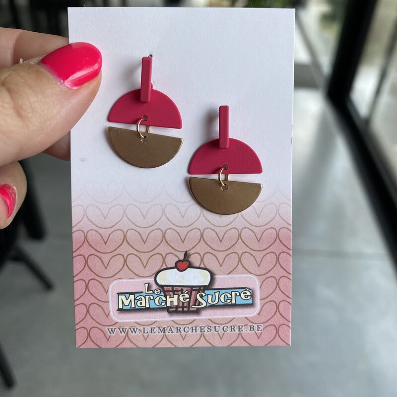 le marché sucré Le marché sucré (s):  oorbellen - goud en fuchsia