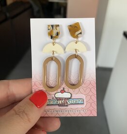 le marché sucré Le marché sucré (d): oorbellen  - printje, ecru en lichtbruin