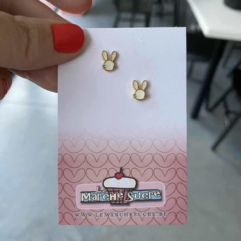 le marché sucré Le Marché Sucré (d): oorbellen konijn  wit