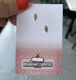 le marché sucré Le Marché Sucré (d): oorbellen ruit lichtblauw
