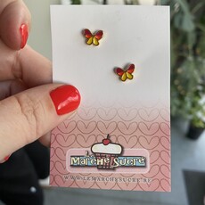 le marché sucré Le Marché Sucré: oorbellen vlinder - geel roze oranje