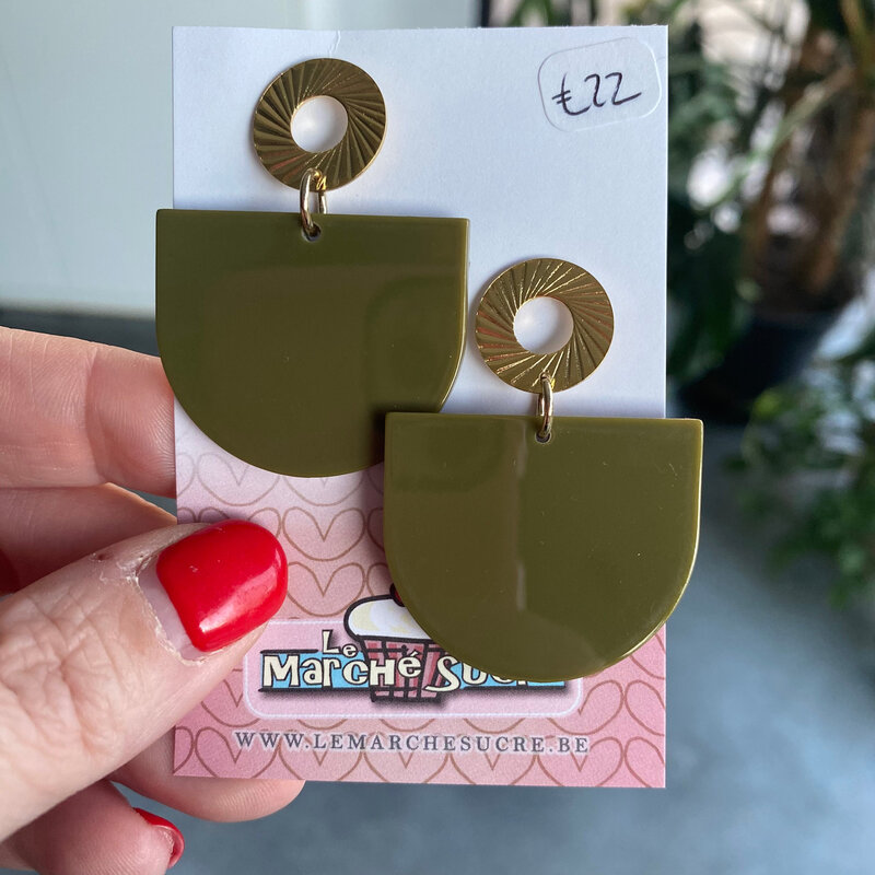 le marché sucré Le marché sucré: oorbellen  - goud en kaki