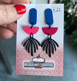 le marché sucré Le marché sucré: oorbellen  - blauw, fluo roze en blauw