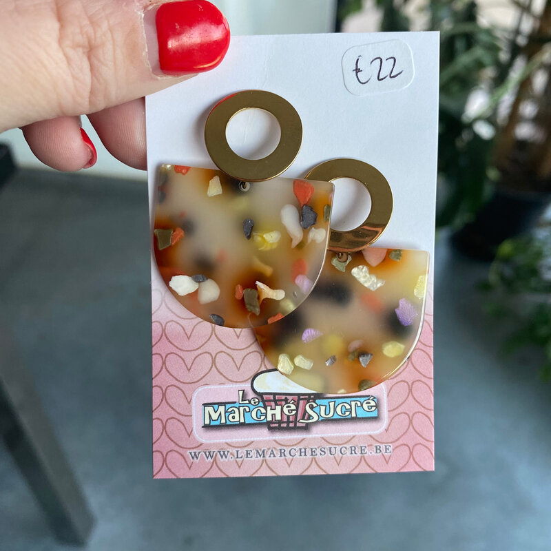 le marché sucré Le marché sucré: oorbellen  - goud en printje