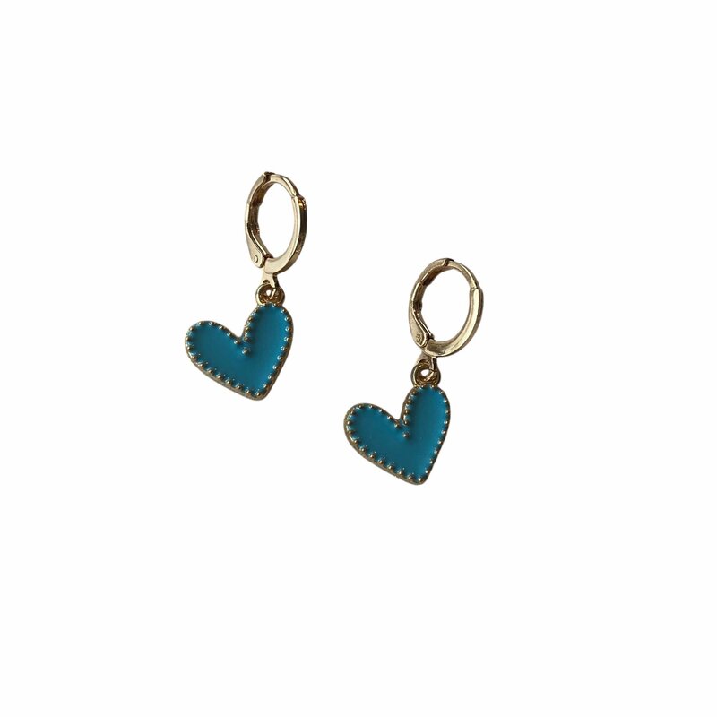 le marché sucré Le marché sucré: oorbellen - hartjes turquoise