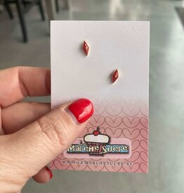 le marché sucré Le marché sucré: oorbellen ruit - rood