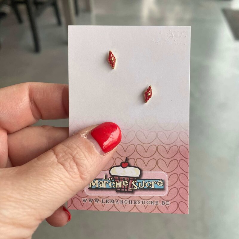 le marché sucré Le marché sucré: oorbellen ruit - rood