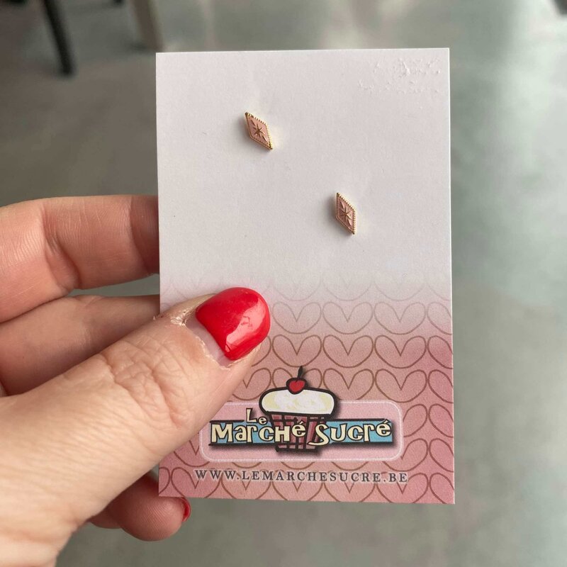 le marché sucré Le marché sucré: oorbellen ruit - roze