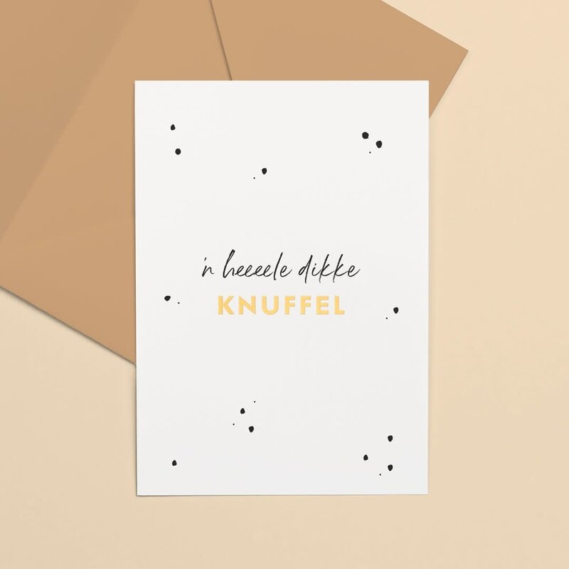 Letters and Lines Letters and Lines: kaart a6 goudfolie - 'n heeeele dikke knuffel