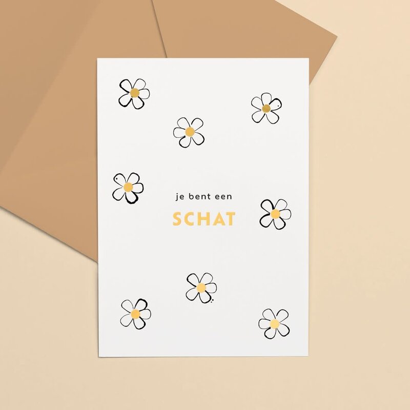 Letters and Lines Letters and Lines: kaart a6 goudfolie - je bent een schat