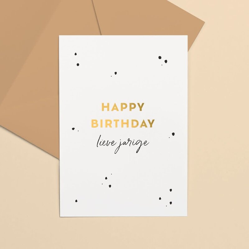 Letters and Lines Letters and Lines: kaart a6 goudfolie - happy birthday lieve jarige
