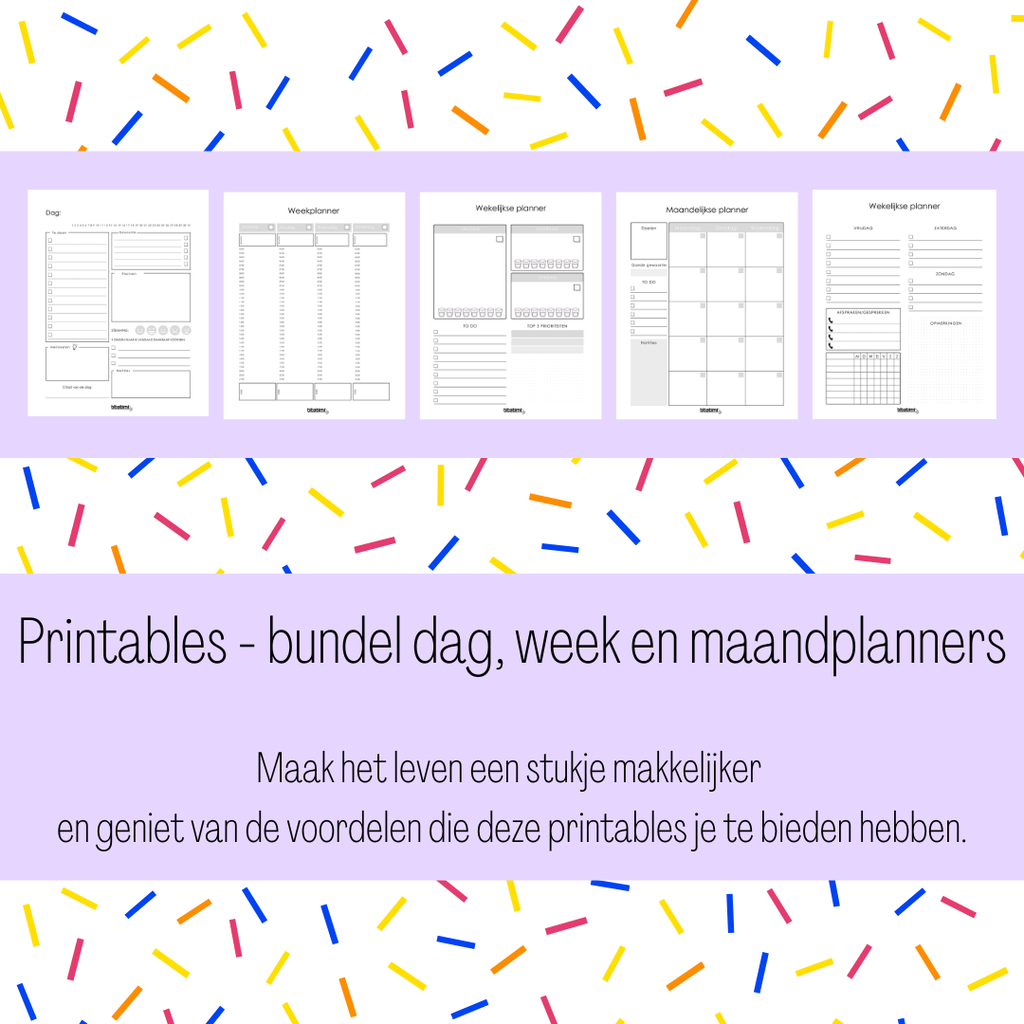 titatimi printables titatimi - printable - bundel dag, week en maandplanners