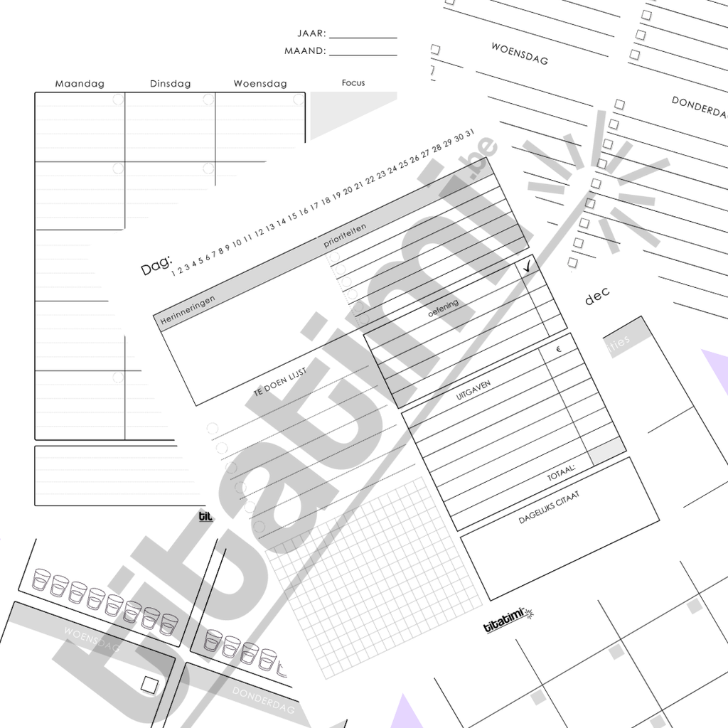titatimi printables titatimi - printable - bundel dag, week en maandplanners