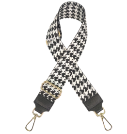 Qischa Qischa: Fashionable handtasriem zwart/wit + gouden sluiting
