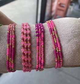 Biba Biba: armband pareltjes op elastiek roze