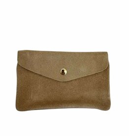 Wauw Wauw: Blush suede portemonnee groot - zand