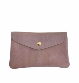 Wauw Wauw: Blush suede portemonnee groot - licht roze