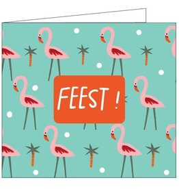Mail-box Hil Claesen: kaart - feest flamingo's